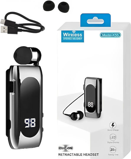 K55 In-ear Bluetooth Handsfree Earphone Lapel Silver view 1