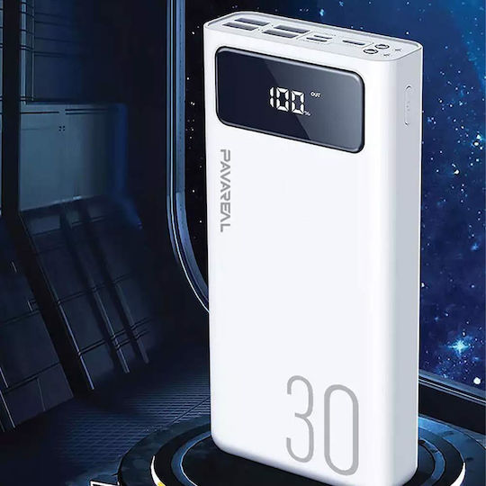 Pavareal PB-92 Power Bank 30000mAh with 4 USB-A Ports and USB-C Port White view 5
