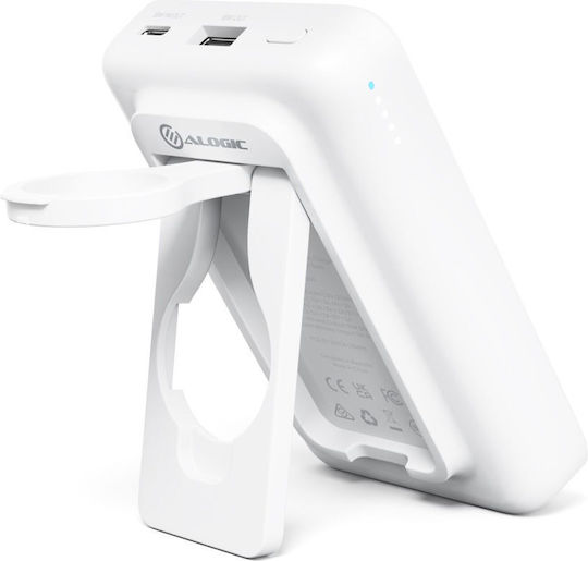 Alogic Lift 4-in-1 MagSafe Power Bank 10000mAh 18W with USB-A Port and USB-C Port White view 6