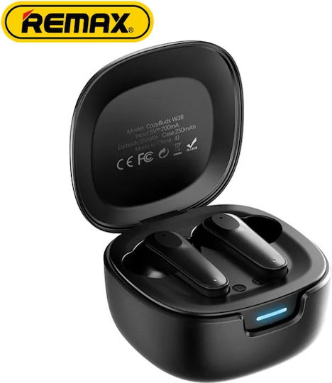Remax Cozybuds W38 Bluetooth Handsfree Earphones with Sweat Resistance and Charging Case Black