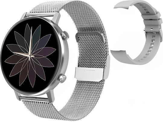 Timeon Silver Smartwatch Idealstore Full Hd 1.3 Inch Display Blood Pressure Heart Rate Monitoring Ip67 Water Resistant Bluetooth Call Notifications Whatsapp Facebook Multi-sport Mode Android Ios Operating System view 1