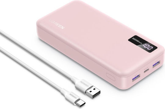 Ugreen PB312 65589B Power Bank 20000mAh 20W with 2 USB-A Ports and USB-C Port Power Delivery Pink