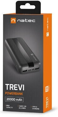 Natec Trevi Power Bank 20000mAh with 2 USB-A Ports and USB-C Port Black view 6