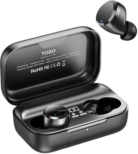 Tozo T12 PRO In-ear Bluetooth Handsfree Earphones with Sweat Resistance and Charging Case Black view 4