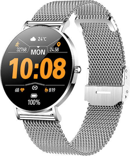 Vogue Astrea Stainless Steel 43mm Smartwatch with Heart Rate Monitor (Silver) view 2