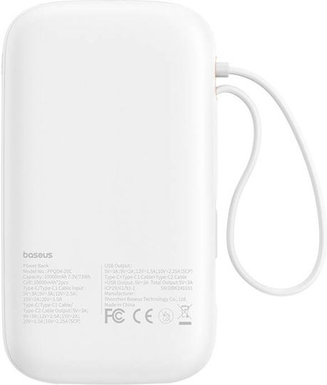 Baseus QPow 2 Power Bank 20000mAh 30W with USB-A Port and 2 USB-C Ports White view 7