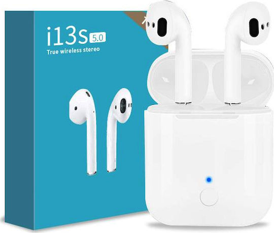 TWS i13S Earbud Bluetooth Handsfree Earphones with Sweat Resistance and Charging Case White view 1