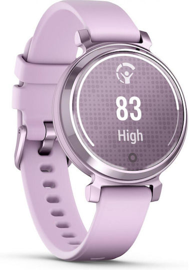 Garmin Lily 2 Aluminium Waterproof Smartwatch with Heart Rate Monitor (Metallic Lilac / Lilac Silicone Band) view 3