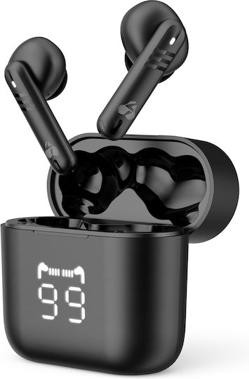 Powertech PT-1227 In-ear Bluetooth Handsfree Earphones with Sweat Resistance and Charging Case Black