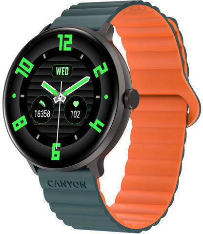 Canyon Jacky SW-69 Waterproof Smartwatch with Heart Rate Monitor (Green-Orange)