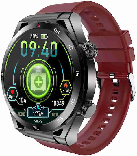 Et450 1.39 Inch Ip67 Waterproof Silicone Band Smart Watch Support Ecg Non-invasive Blood Glucose Measurement Red view 2