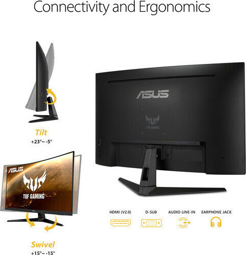 Asus VG328H1B VA Curved Gaming Monitor 31.5" FHD 1920x1080 165Hz view 4