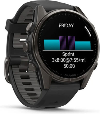 Garmin Fenix 8 Titanium 43mm Waterproof Smartwatch with Heart Rate Monitor (Sapphire, Carbon Grey Dlc Titanium With Black/pebble Grey Silicone Band) view 3