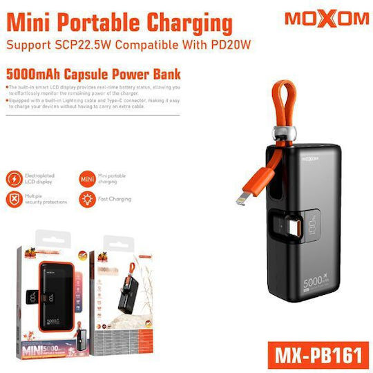 Moxom MX-PB161 Power Bank 5000mAh with USB-C Port Black view 2