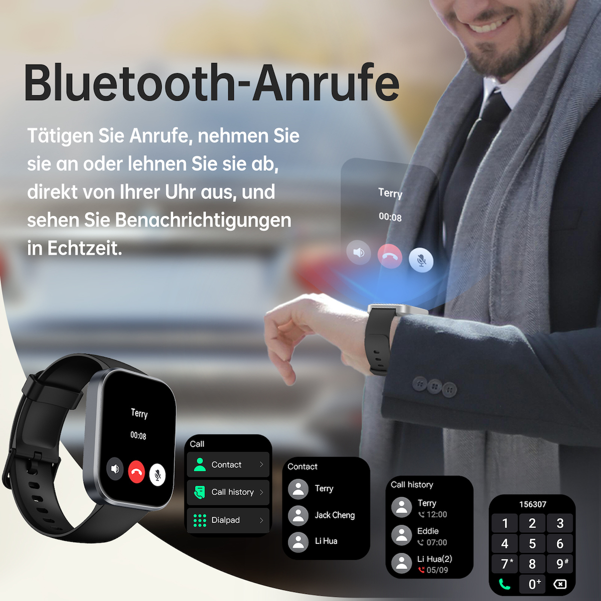 Oukitel BT103 Smartwatch with Heart Rate Monitor (Black) view 4