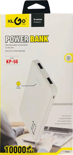 KLGO KP-56 Power Bank 10000mAh with 2 USB-A Ports Black vista 3