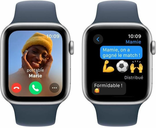 Apple Watch SE 2023 Aluminium 44mm Waterproof with Heart Rate Monitor (Silver with Storm Blue Sport Band) view 4