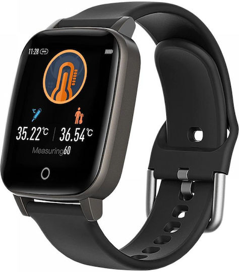 Kingwear T1 38mm Smartwatch with Heart Rate Monitor (Black)
