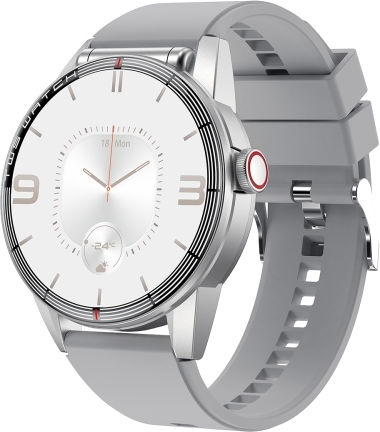 R6 Smartwatch with Heart Rate Monitor (Silver Silicone Strap)