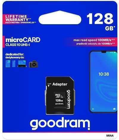 Goodram Microsdxc Memory Card 128gb Cl10 Uhs I + Adapter