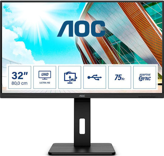 AOC U32P2 VA Monitor 31.5" 4K 3840x2160 with Response Time 4ms GTG