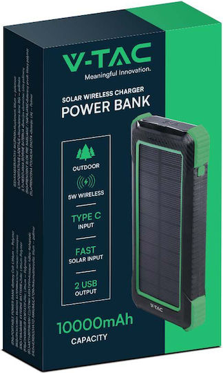 V-TAC Solar Power Bank 10000mAh 10W with USB-A Port Black vue 6