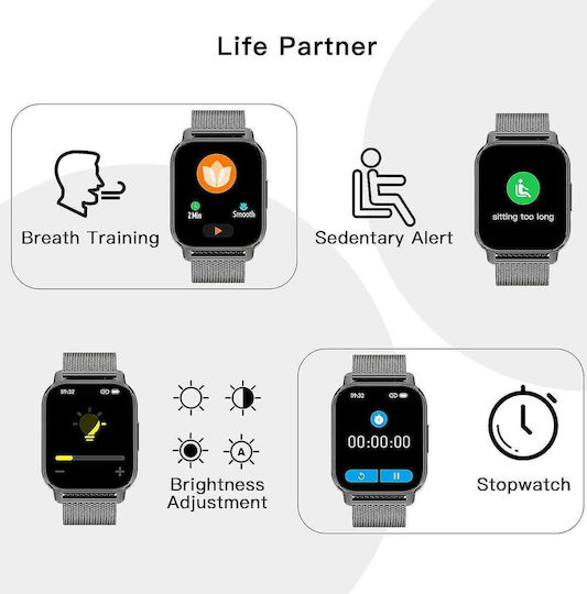Popglory P66 Smartwatch with Heart Rate Monitor (Black) vue 4
