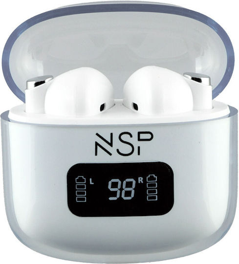 NSP BN550 Earbud Bluetooth Handsfree Earphones with Sweat Resistance and Charging Case White Ansicht 3