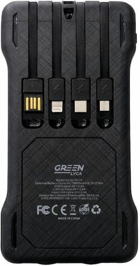 Green Lyca Solar Power Bank 10000mAh with 2 USB-A Ports and USB-C Port Black view 4
