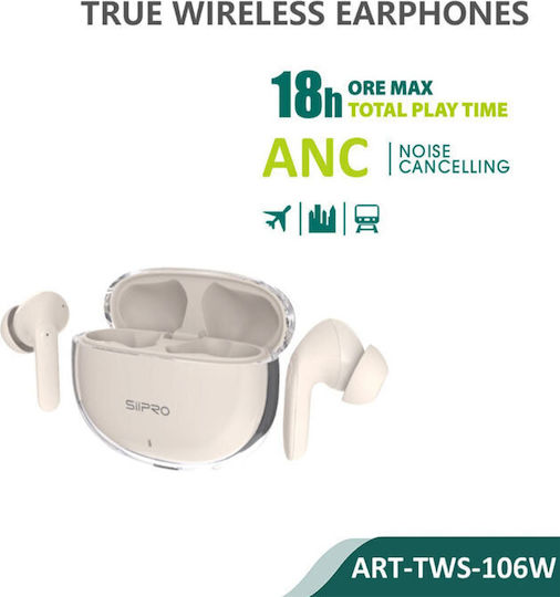 SiiPro TWS-106W In-ear Bluetooth Handsfree Earphones with Charging Case Beige