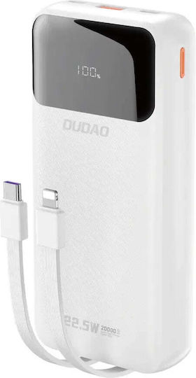 Dudao K15Pro Power Bank 20000mAh 22.5W with USB-A Port and USB-C Port Power Delivery White view 3