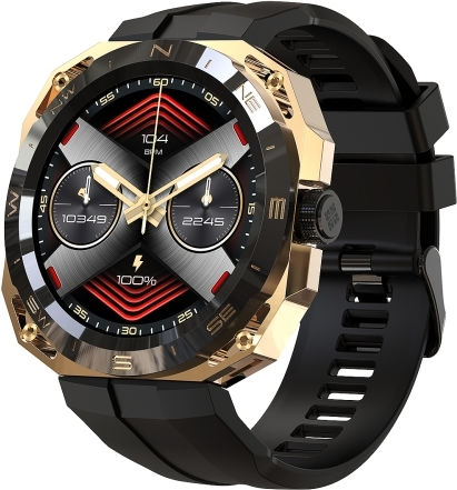 E25 1.43 Inch Color Screen Smart Watch Support Heart Rate Monitoring Blood Pressure Monitoring Gold view 1