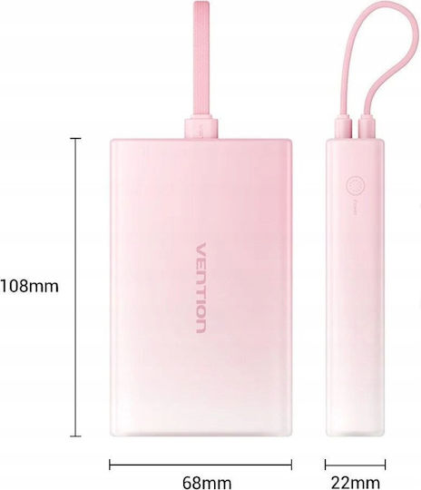 Vention Power Bank 10000mAh 22.5W with USB-A Port and USB-C Port Gold view 9