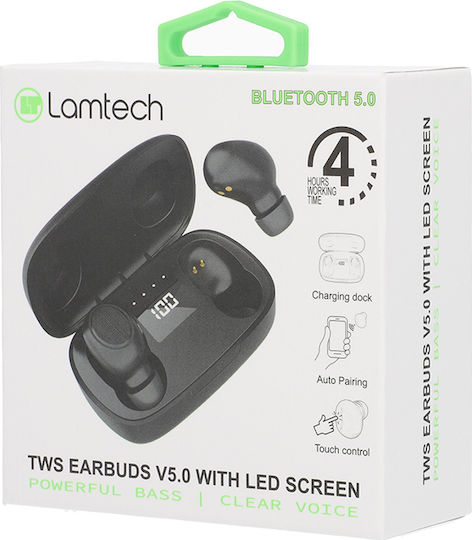 Lamtech LAM023138 In-ear Bluetooth Handsfree Earphones with Charging Case Black view 2