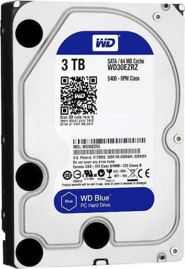 Western Digital Blue 3TB HDD Hard Drive 3.5" SATA III 5400rpm with 256MB Cache for Desktop WD30EZAZ view 2