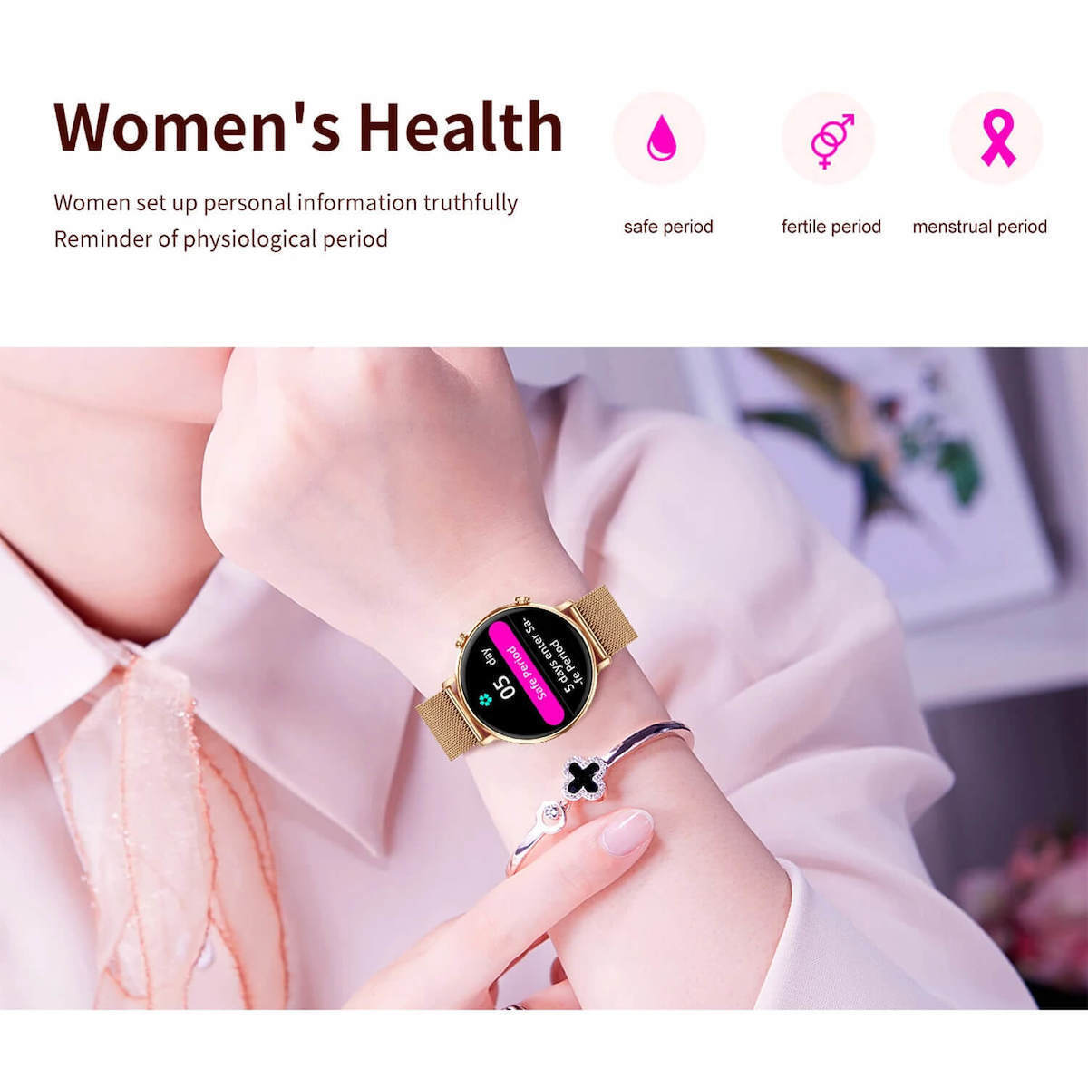 Microwear CY700 Smartwatch with Heart Rate Monitor (Pink Silicone) view 8