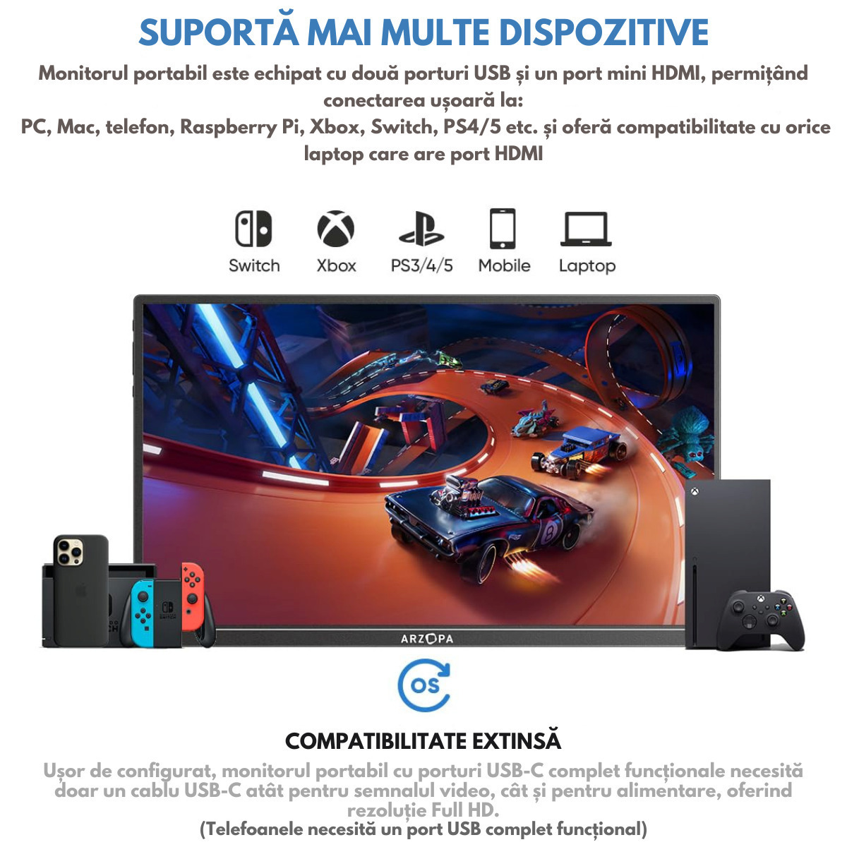 Qova Arzopa A1S IPS HDR Portable Monitor 14" FHD 1920x1080 with 25ms Response Time GTG view 9