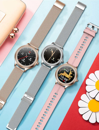 Kumi K3 Stainless Steel 39mm Smartwatch with Heart Rate Monitor (Gold) view 6
