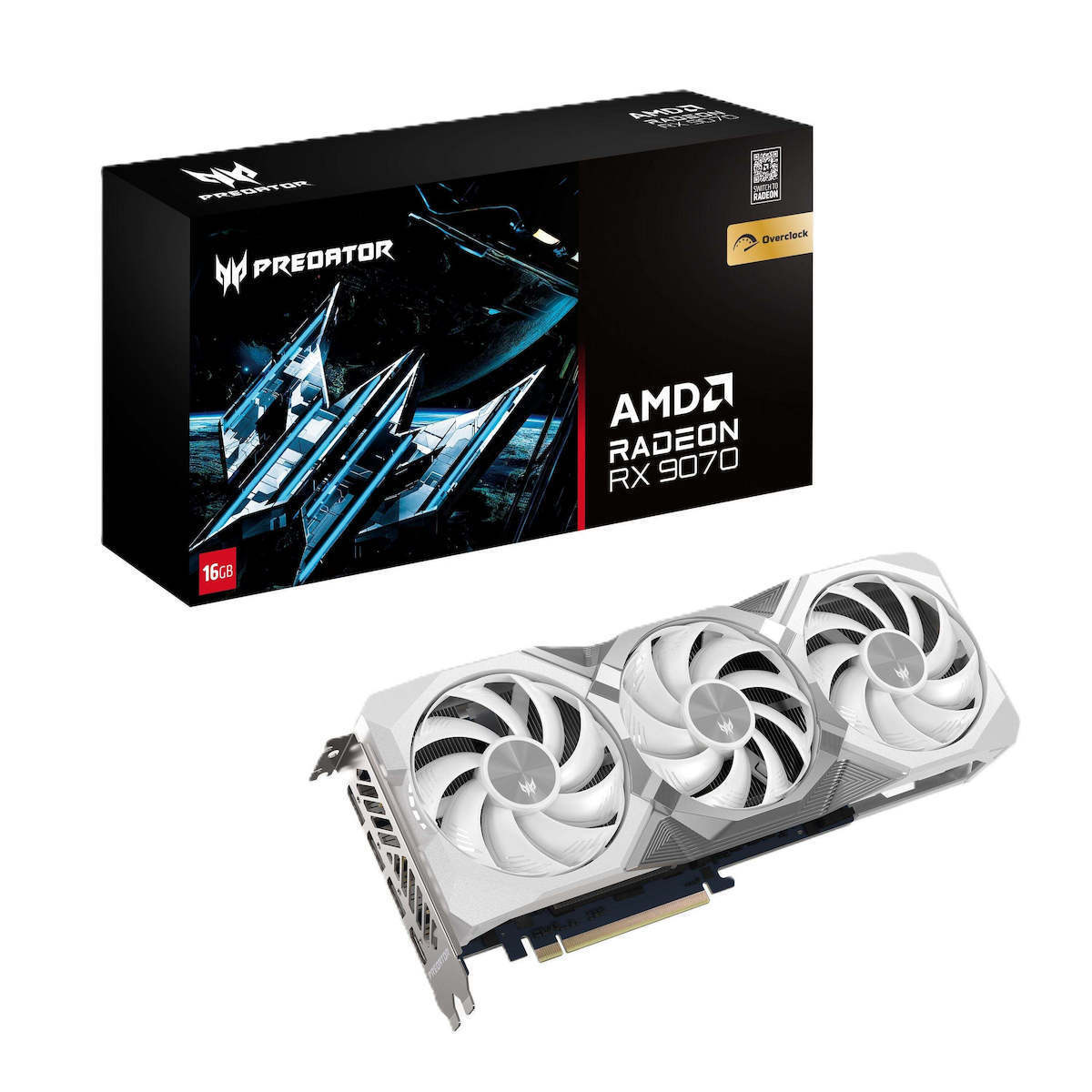 Acer Radeon RX 9070 16GB GDDR6 Predator Bifrost OC White Edition Graphics Card DP.Z4GWW.P02 view 1