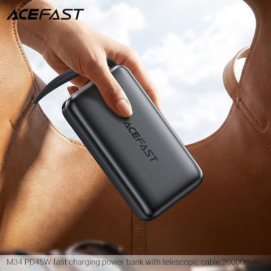 Acefast M34 Power Bank 20000mAh 45W with USB-A Port and USB-C Port Power Delivery Quick Charge 2.0 Quick Charge 3.0 Gray vue 5