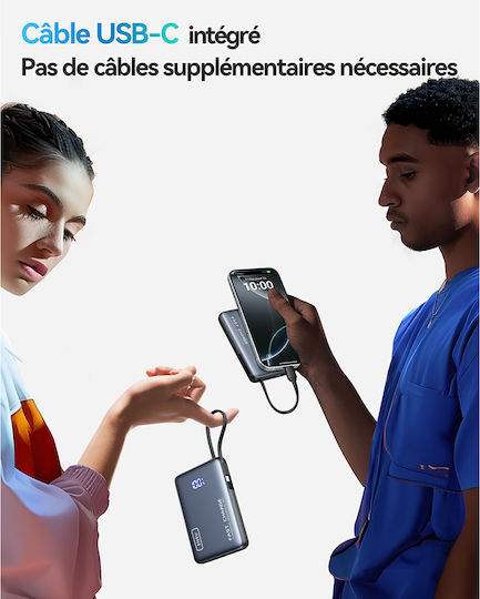 Iniu Power Bank 10000mAh 20W with USB-A Port and USB-C Port Black view 4