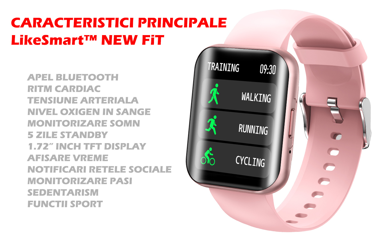 ISP LikeSmart New FiT Aluminium Smartwatch with Heart Rate Monitor (New Pink) view 8
