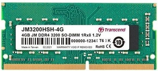 Transcend DDR4 with Module 1x4GB and Speed 3200 for Laptop JM3200HSH-4G view 1