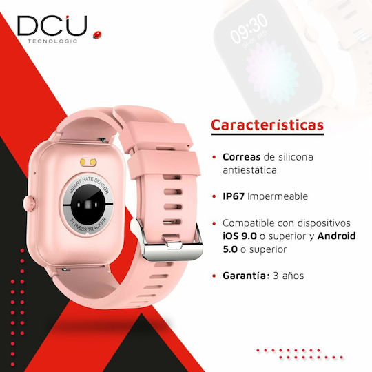 DCU Curved Glass PRO Smartwatch with Heart Rate Monitor (Pink) view 3