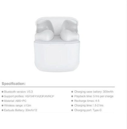 Firo Fi32 Earbud Bluetooth Handsfree Earphones with Charging Case White view 2