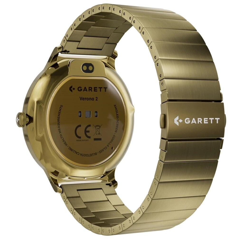 Garett Verona 2 Stainless Steel 43mm Smartwatch with Heart Rate Monitor (Gold) view 2