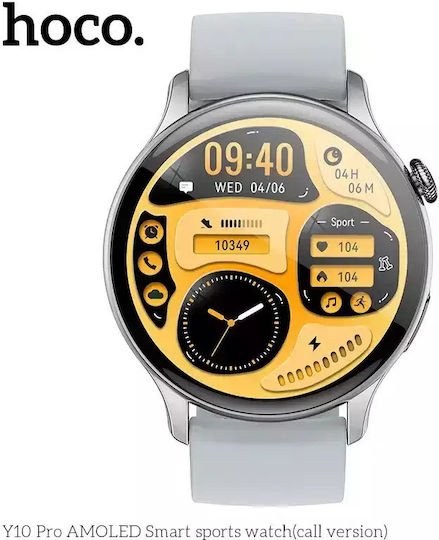 Hoco Y10 Pro 46mm Smartwatch with Heart Rate Monitor (Silver) vue 2