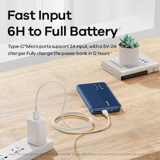Remax RPP-295 Power Bank 10000mAh with 2 USB-A Ports and USB-C Port White view 2