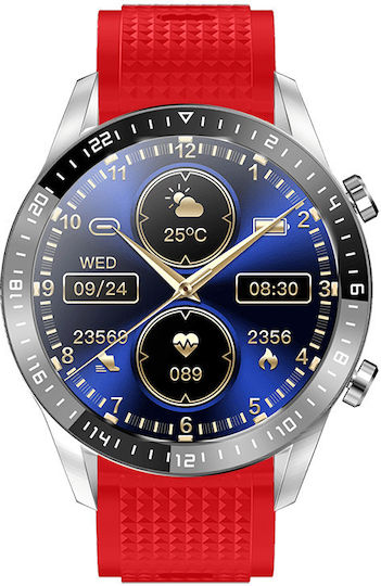 DAS.4 SL13 Smartwatch with Heart Rate Monitor (Silver / Red) view 4