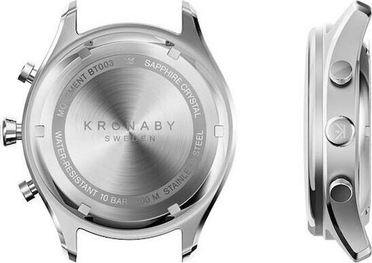 Kronaby Sekel Hybrid Stainless Steel 41mm Waterproof Smartwatch (Silver Bracelet) view 4